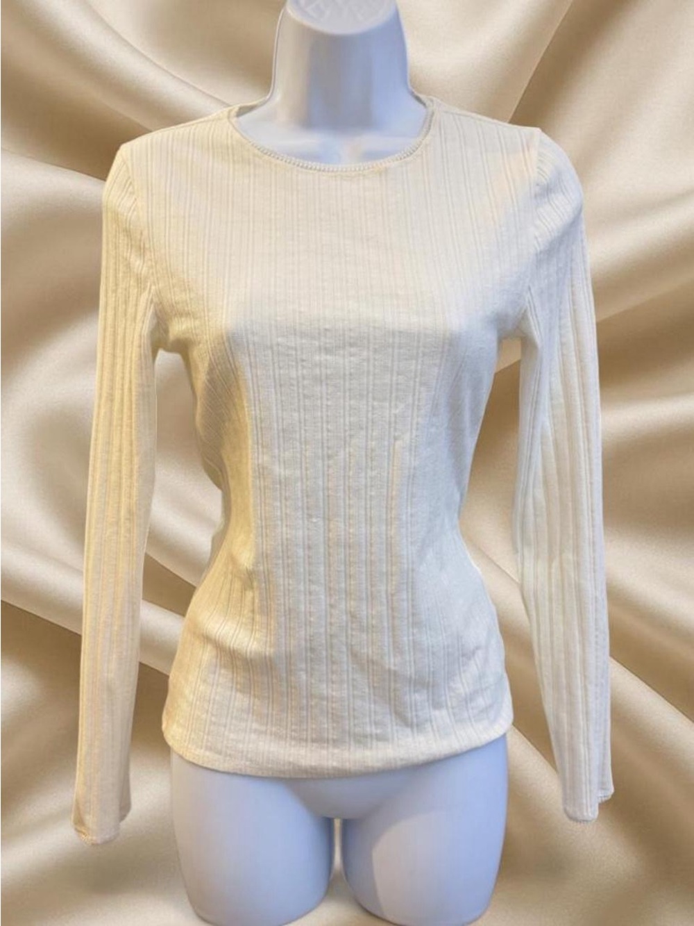 J. Crew Women's Ribbed Long-Sleeve Crewneck Top - White - Picture 2 of 5